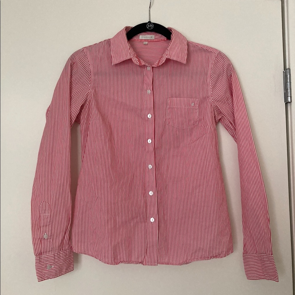 Red and White Striped Stockholm Button Up Shirt